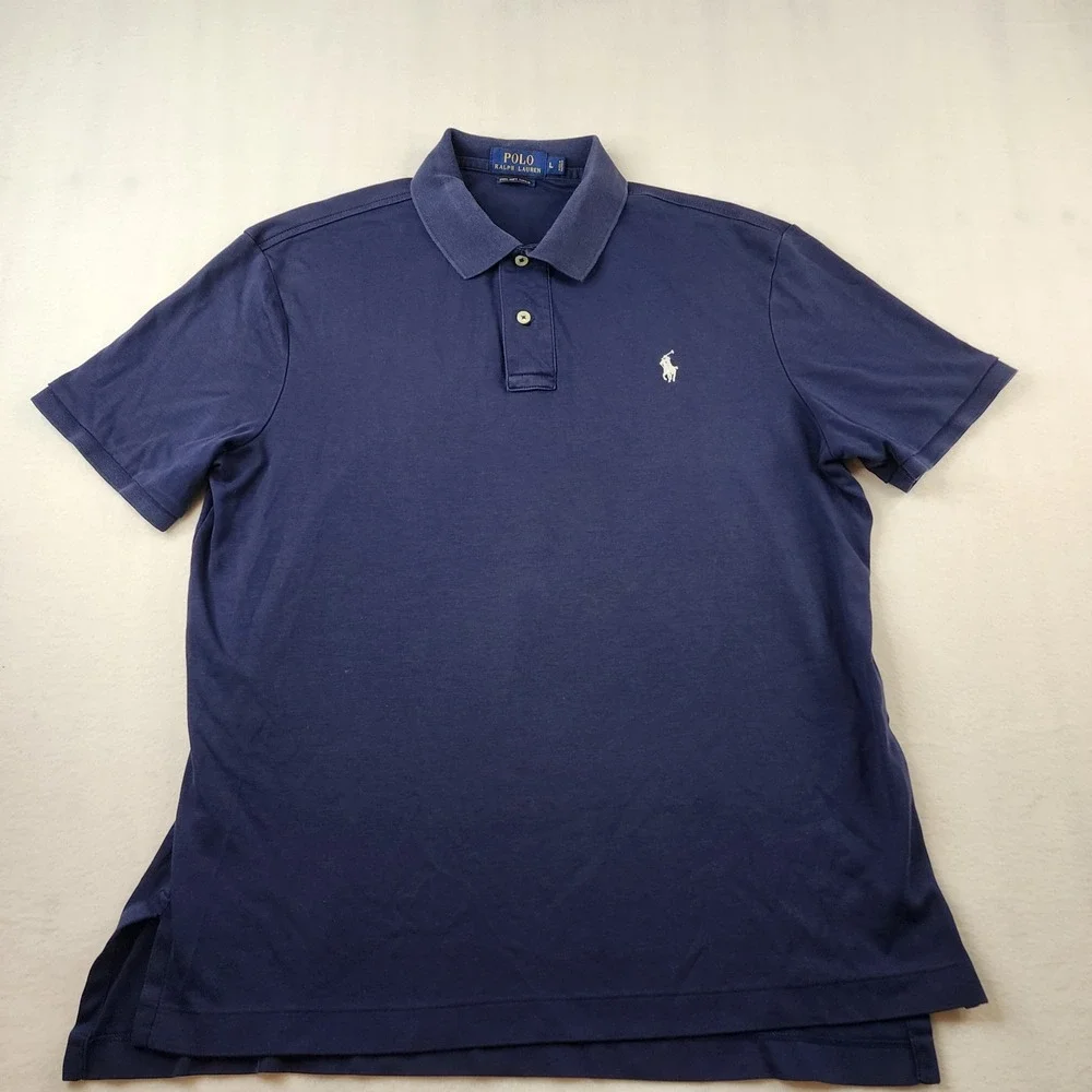 Polo Ralph Lauren Polo Mens Large Navy Blue Pima Soft Touch Short Sleeve Logo